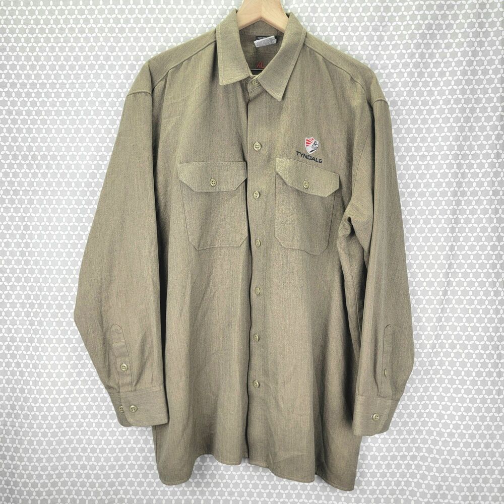 Tyndale FR Westex DH Air Workwear Shirt Mens XL Brown Pockets L/S Button Down